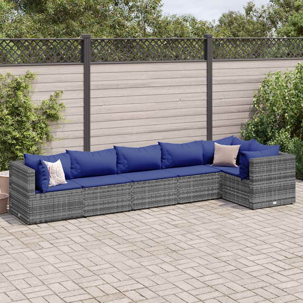 6-Delige Loungeset Met Kussens Poly Rattan